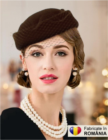 PALARII dama MARO MAHON - Palarie dama toca MISS PARIS -palarie maro, reglabila