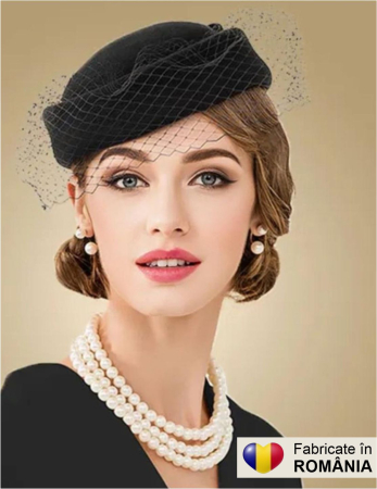Palarie dama toca MISS PARIS -palarie neagra, reglabila [1]