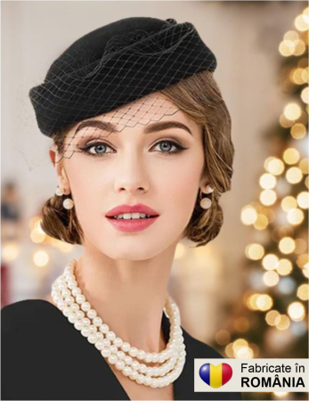 COLECTIA NOUA - Palarie dama toca MISS PARIS -palarie neagra, reglabila