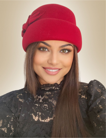 Palarie dama din fetru lux tip toca MISS MAGIC (ROSU imperial) - marime unica, reglabila [1]