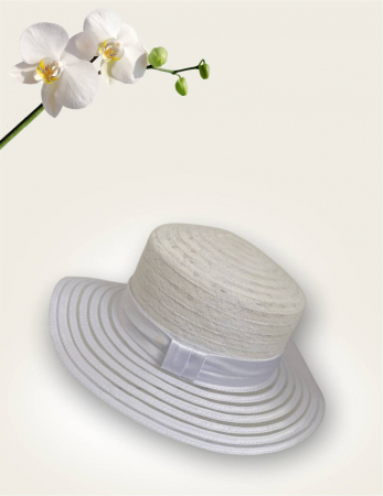 Palarie dama organza  SOFIA CHIC alba, reglabila [3]