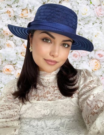 PALARII dama soare - SOFIA LUX - Palarie dama organza  SOFIA CHIC bleumarin, reglabila