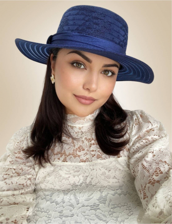 Palarie dama organza  SOFIA CHIC bleumarin, reglabila [1]