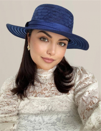 Palarie dama organza  SOFIA CHIC bleumarin, reglabila [2]