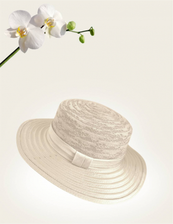 Palarie dama organza  SOFIA CHIC crem, reglabila [3]