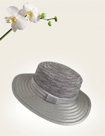 Palarie dama organza  SOFIA CHIC gri, reglabila [3]