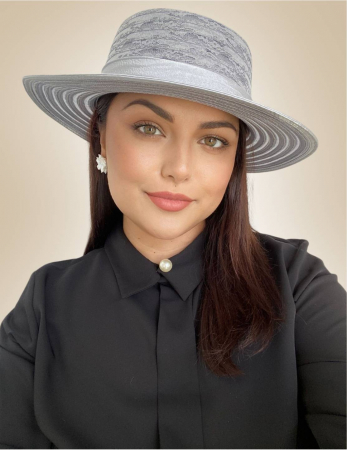 Palarie dama organza  SOFIA CHIC gri, reglabila [1]