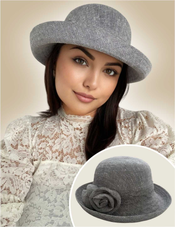 PALARII soare IN - Palarie dama cu boruri rotunde MICHELLE gri, reglabila