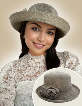 PALARII soare IN - Palarie dama cu boruri rotunde MICHELLE maro, reglabila