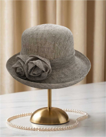 Palarie dama cu boruri rotunde MICHELLE maro, reglabila [2]