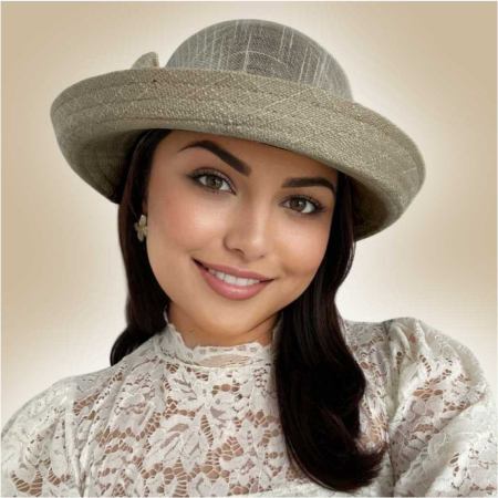 Palarie dama cu boruri rotunde MICHELLE maro, reglabila [3]