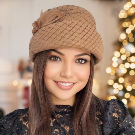 Palarie dama tip toca cu voaleta MAGIC LUX (MARO cappuccino) - marime unica, reglabila [1]