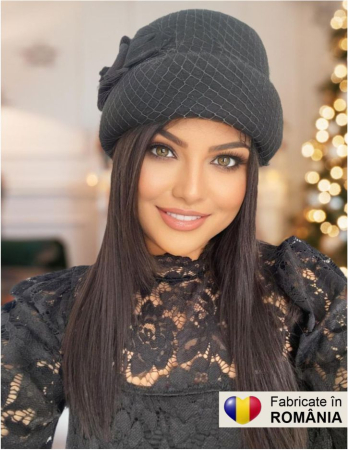 COLECTIA NOUA - Palarie dama tip toca cu voaleta MAGIC LUX (NEAGRA) - marime unica, reglabila