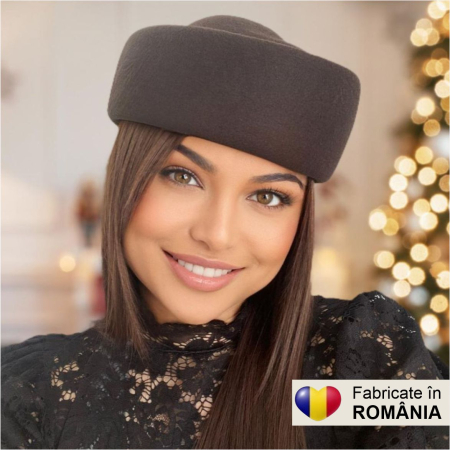 Palarie dama tip toca din fetru lux CONTESA LUX (MARO mahon) - marime unica, reglabila [2]