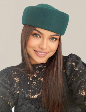 Palarie dama tip toca din fetru lux CONTESA LUX (VERDE persan) - marime unica, reglabila [1]