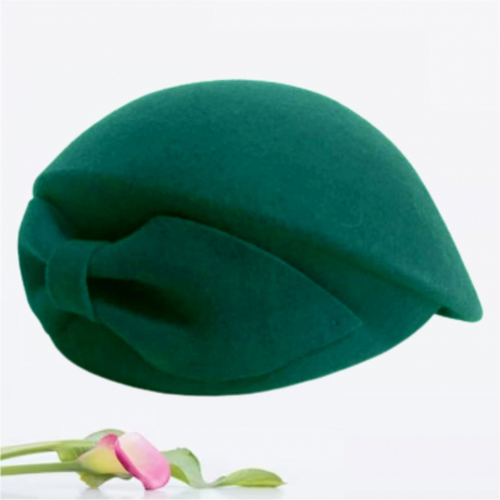 Palarie toca din fetru lux cu funda eleganta PRINCESS LUX (VERDE persan) - marime unica, reglabila [3]