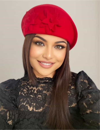 Palarie dama tip toca din fetru lux DUCESA LUX (ROSU) - marime unica, reglabila [1]