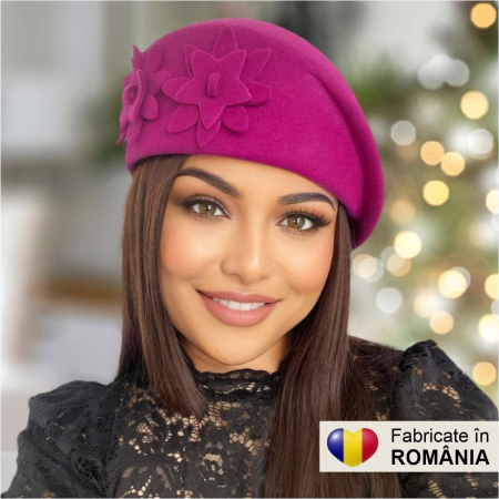 Palarie dama tip toca din fetru lux DUCESA LUX (ROZ fucsia) - marime unica, reglabila [3]