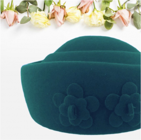Palarie dama tip toca din fetru lux MARCHIZA LUX (VERDE persan) - marime unica, reglabila [5]
