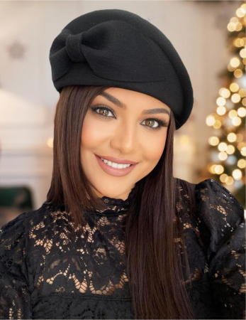 Palarie dama tip toca din fetru lux PRINCESS LUX (NEAGRA) - marime unica, reglabila [1]