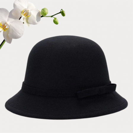 Palarie dama cu boruri mici MISS negru, reglabila [2]