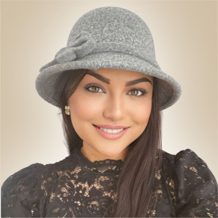 Palarie de dama cu boruri rotunde MONALISA (GRI) - marime unica, reglabila [1]