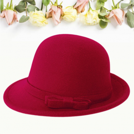 Palarie de dama cu boruri tip barcuta PRINCIPESA (GRENA) - marime unica, reglabila [2]
