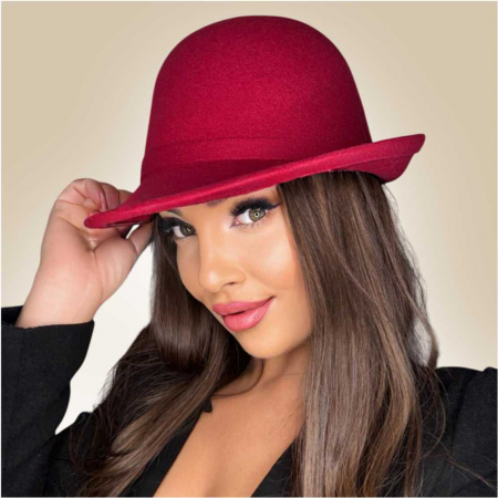 Palarie de dama cu boruri tip barcuta PRINCIPESA (GRENA) - marime unica, reglabila [1]