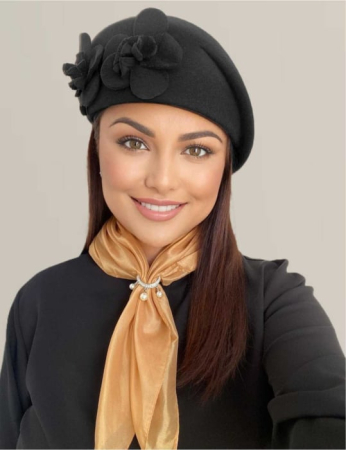 Palarie de dama din fetru lux tip toca REGINA LUX (NEAGRA) - marime unica, reglabila [2]