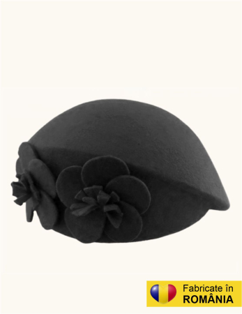 Palarie de dama din fetru lux tip toca REGINA LUX (NEAGRA) - marime unica, reglabila [3]
