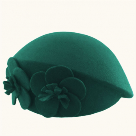 Palarie de dama din fetru lux tip toca REGINA LUX (VERDE) - marime unica, reglabila [3]