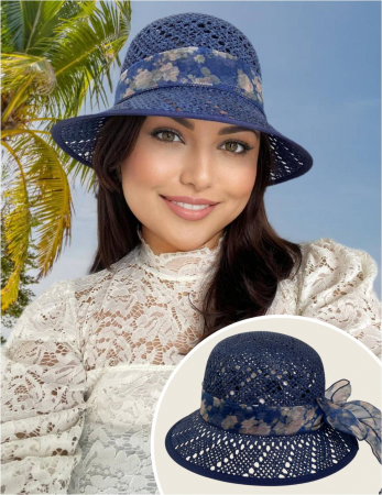 PALARII vara BLEUMARIN si ALBASTRU - Palarie dama cu boruri mici ANGELICA bleumarin, reglabila