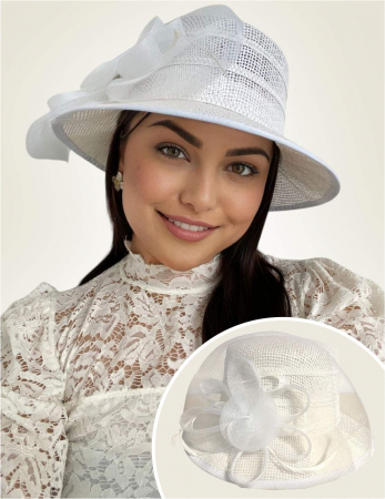 PALARII dama soare - CORALIA LUX - Palarie de soare de lux Coralia Lux  (ALB) - marime unica, reglabila