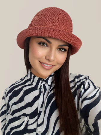 PALARII SOARE - Palarie de soare de lux cu boruri mici BELLA CHIC (CARAMIZIU) - marime unica, reglabila