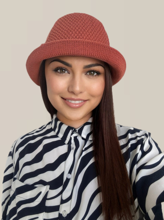 Palarie de soare de lux cu boruri mici BELLA CHIC (CARAMIZIU) - marime unica, reglabila [2]