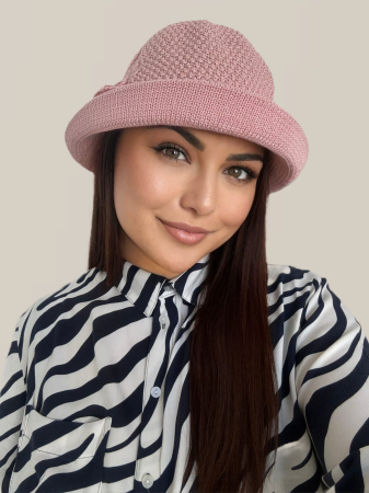 Palarie de soare de lux cu boruri mici BELLA CHIC (ROZ pudra) - marime unica, reglabila [2]