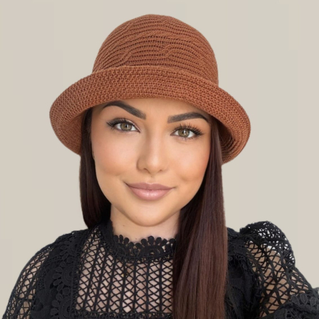 Palarie de soare de lux cu boruri mici BELLA LUX (MARO caramiziu) - marime unica, reglabila [5]