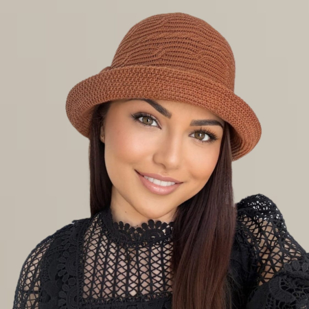 Palarie de soare de lux cu boruri mici BELLA LUX (MARO caramiziu) - marime unica, reglabila [6]