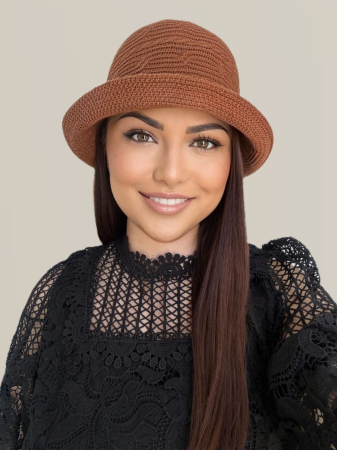 Palarie de soare de lux cu boruri mici BELLA LUX (MARO caramiziu) - marime unica, reglabila [3]