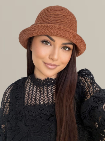 Palarie de soare de lux cu boruri mici BELLA LUX (MARO caramiziu) - marime unica, reglabila [2]