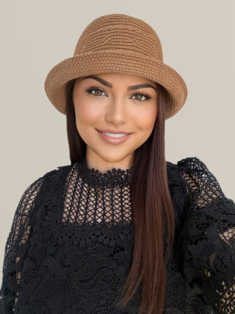 Palarie de soare de lux cu boruri mici BELLA LUX (MARO cappuccino) - marime unica, reglabila [1]