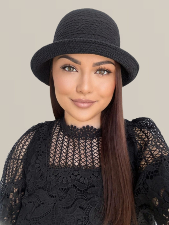 Palarie de soare de lux cu boruri mici BELLA LUX (NEGRU) - marime unica, reglabila [1]