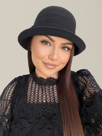 Palarie de soare de lux cu boruri mici BELLA LUX (NEGRU) - marime unica, reglabila [3]
