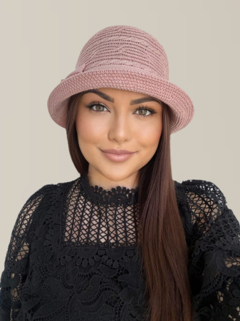 Palarie de soare de lux cu boruri mici BELLA LUX (ROZ pudra) - marime unica, reglabila [2]