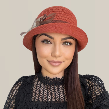 Palarie de soare de lux cu boruri mici FLORIA LUX (CARAMIZIU) - marime unica, reglabila [3]