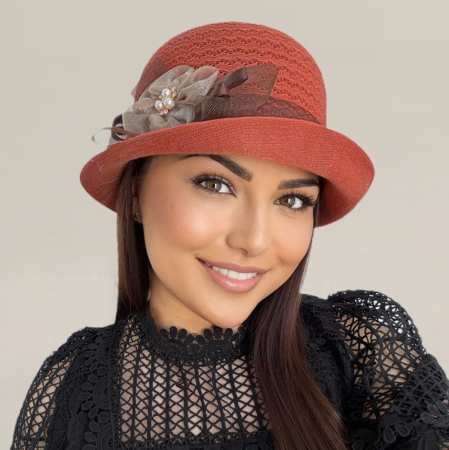 Palarie de soare de lux cu boruri mici FLORIA LUX (CARAMIZIU) - marime unica, reglabila [4]