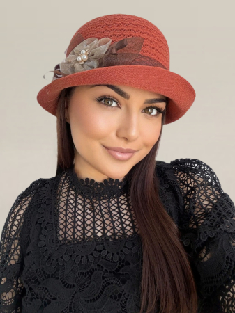 Palarie de soare de lux cu boruri mici FLORIA LUX (CARAMIZIU) - marime unica, reglabila [1]