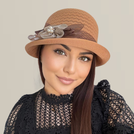 Palarie de soare de lux cu boruri mici FLORIA LUX (MARO aramiu) - marime unica, reglabila [5]