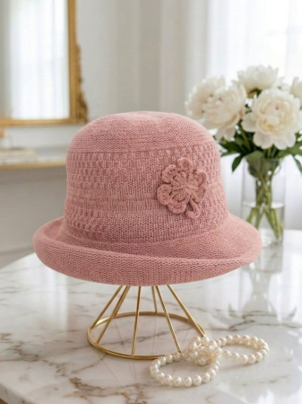 Palarie de soare de lux cu boruri mici FLORENCE CHIC (ROZ pudra) - marime unica, reglabila, pliabila [1]