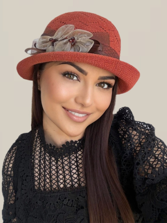 Palarie de soare de lux cu boruri mici ROSA LUX (CARAMIZIU) - marime unica, reglabila, pliabila [3]
